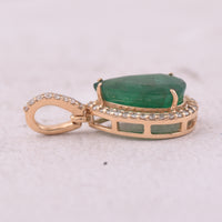2.04 Ct Pear Mixed Cut Natural Emerald 14K Gold Pendant