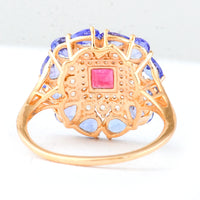 2.60 Ct Square Rubellite 14K Gold Ring