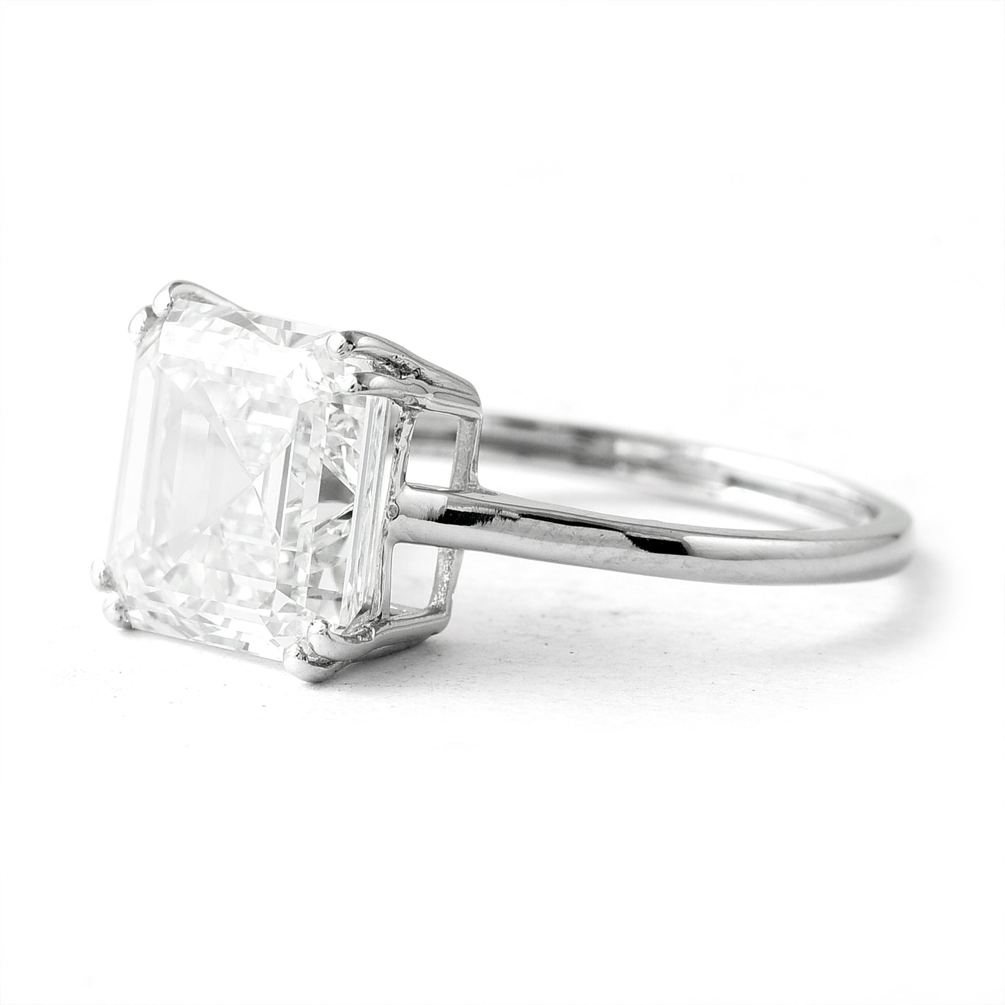 5.00 Ct Square Emerald Cut Lab Grown Diamond 950 Platinum Ring