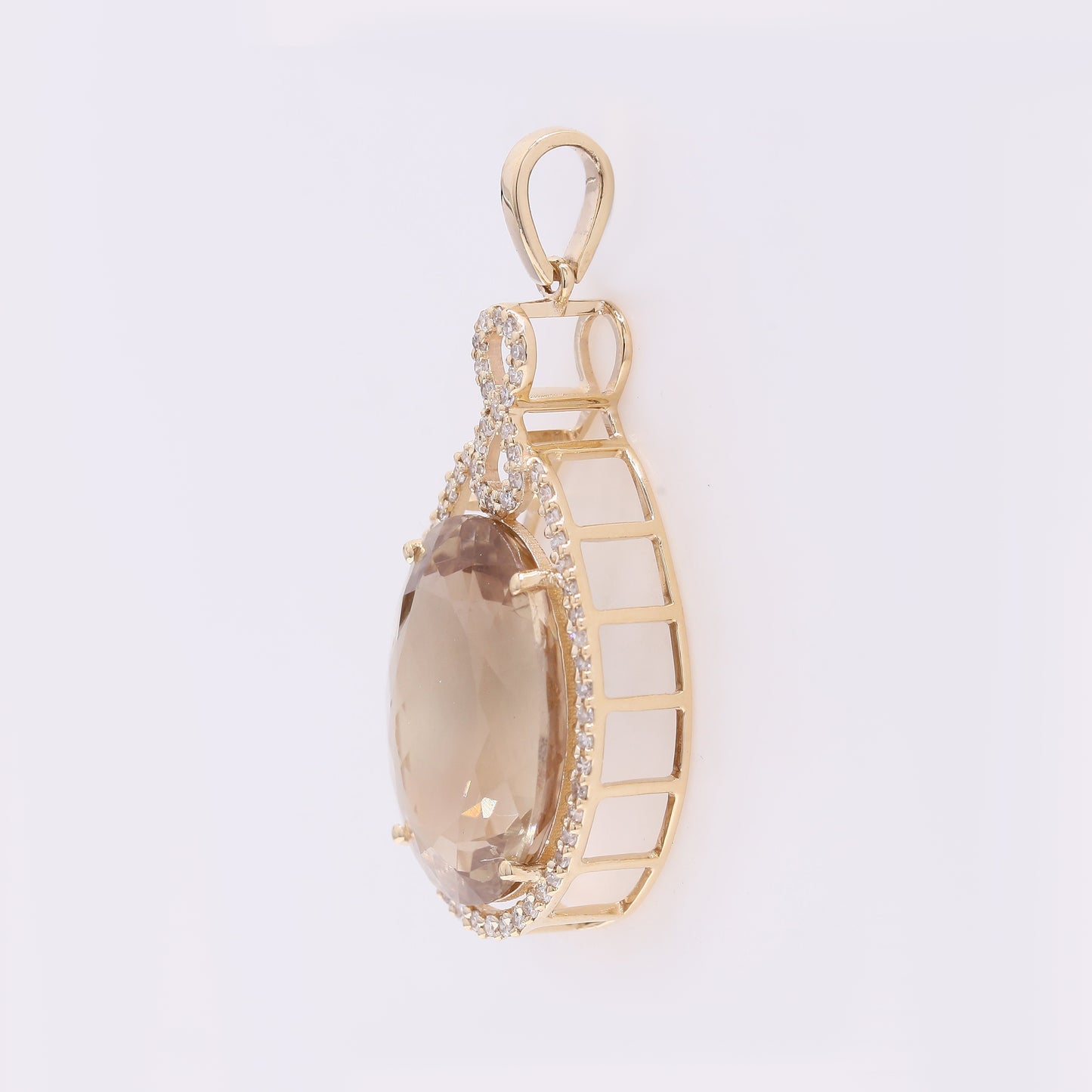 7.41 Ct Pear Mixed Cut Natural Sunstone 14K Gold Pendant