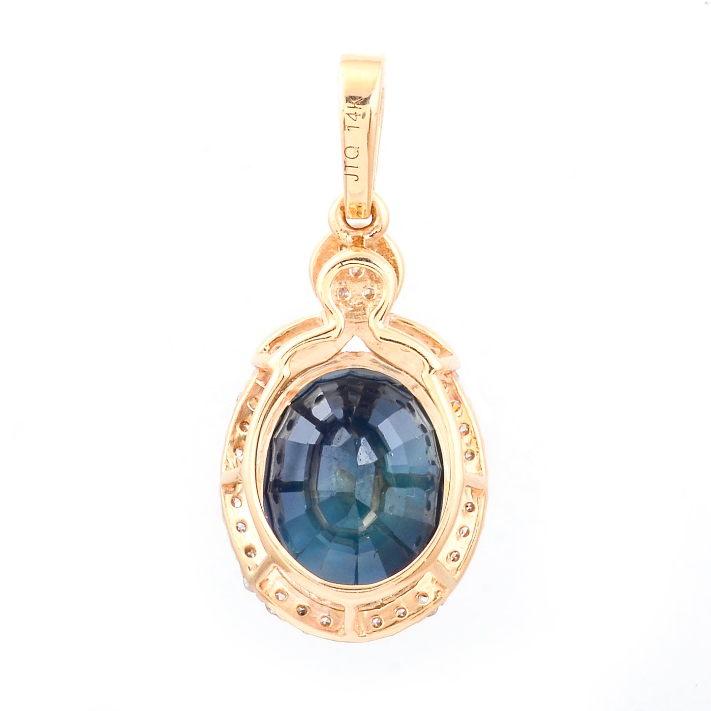 4.31 Ct Oval Natural Sapphire 14K Gold Pendant