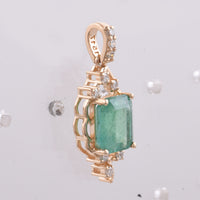 2.67 Ct Octagon Step Cut Natural Emerald 14K Gold Pendant