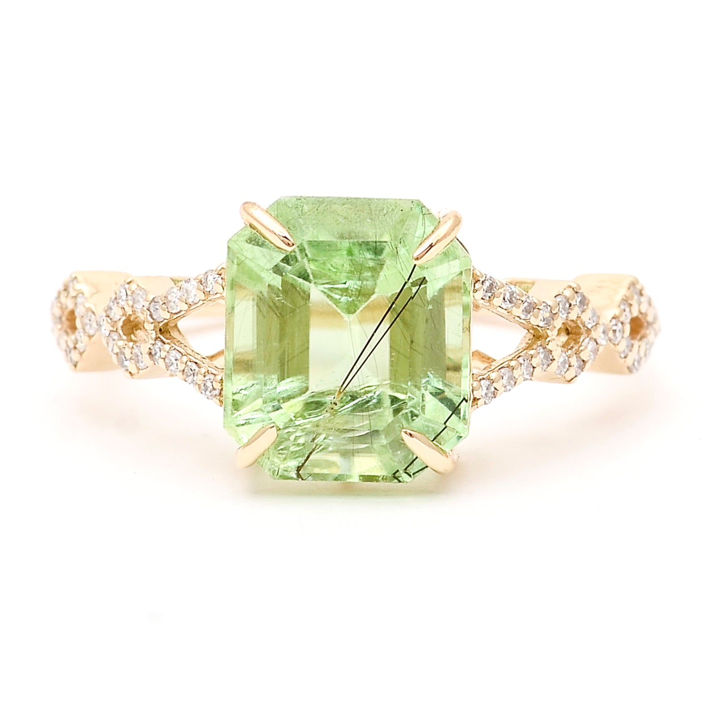 4.29 Ct Octagon Natural Eridot 14K Gold Ring