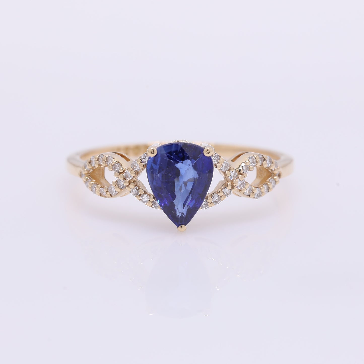 1.28 Ct Pear Mixed Cut Natural Sapphire 14K Gold Ring