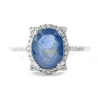 2.14 Ct Oval Mixed Cut Natural Sapphire 950 Platinum Ring