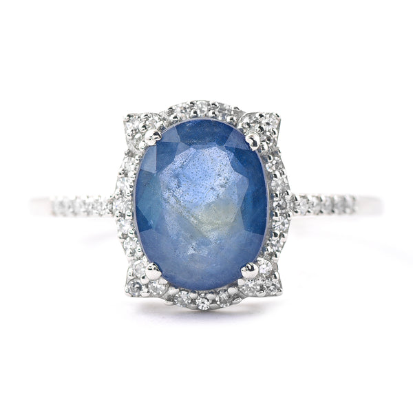 2.14 Ct Oval Mixed Cut Natural Sapphire 950 Platinum Ring