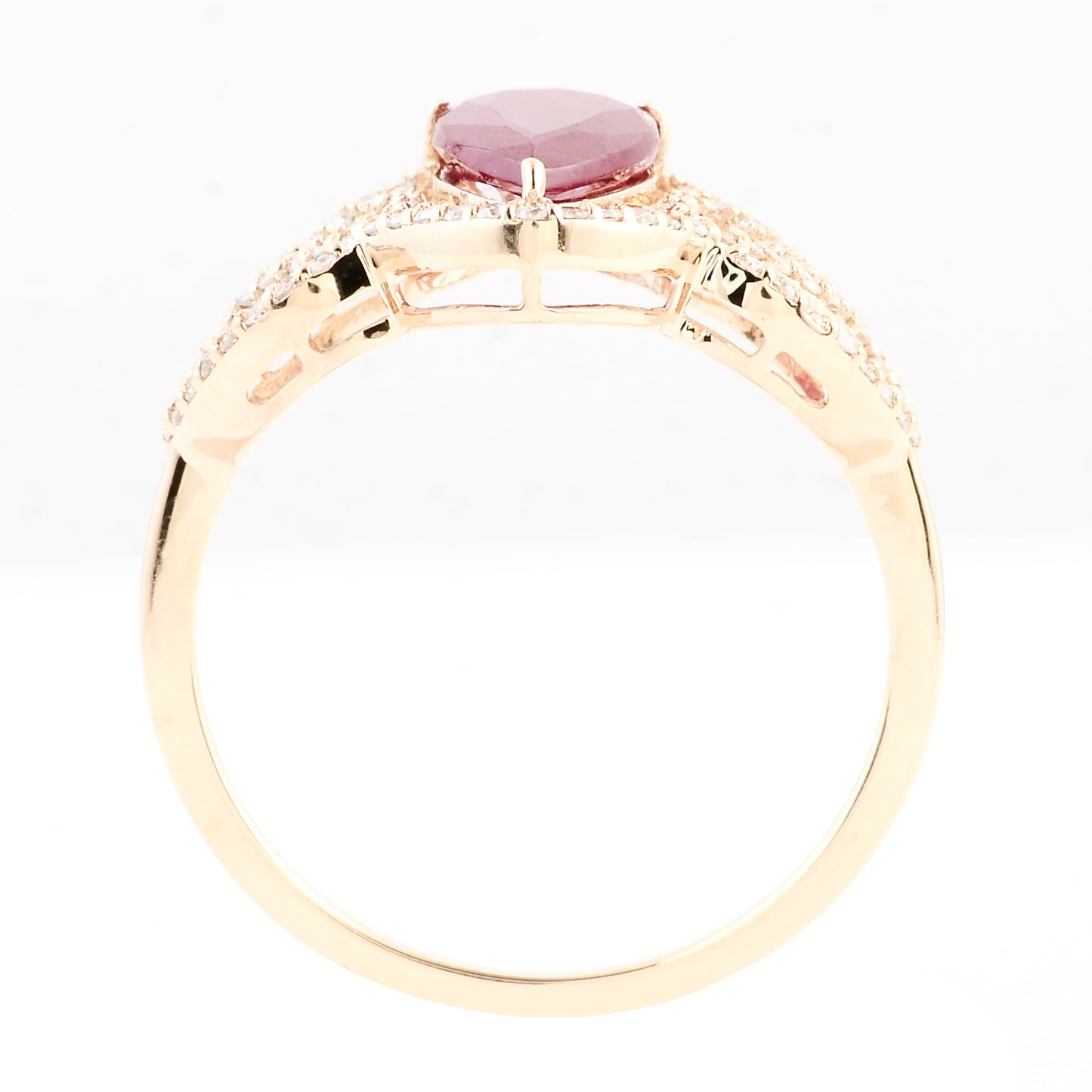 1.81 Ct Pear Mixed Cut Natural Corundum Ruby 14K Gold Ring