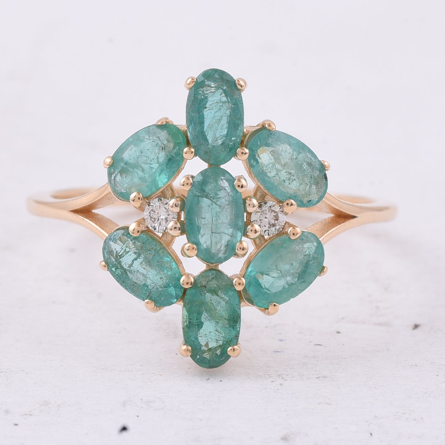 1.45 Ct Oval Natural Emerald 14K Gold Ring