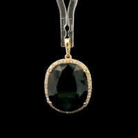 12.08 Ct Oval Mixed Cut Natural Sapphire 14K Gold Pendant