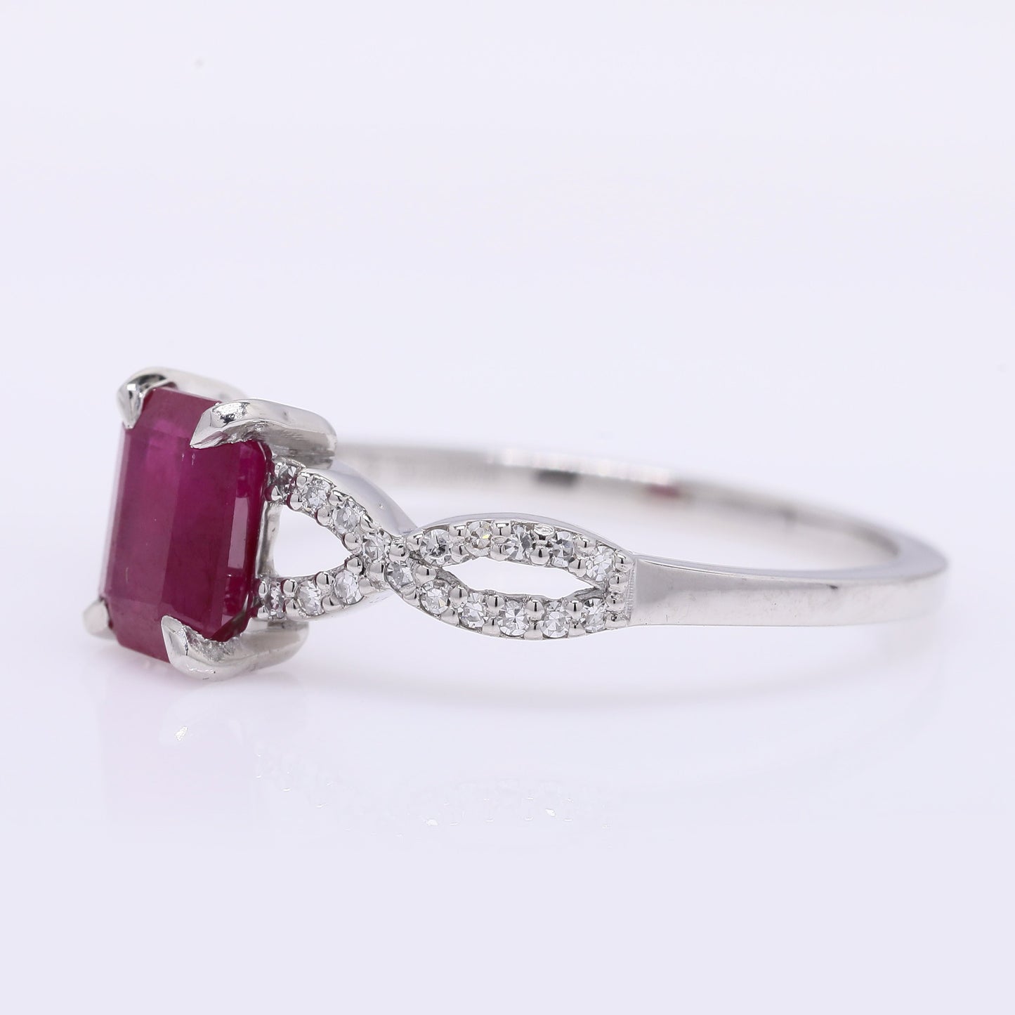 1.26 Ct Octagon Step Cut Natural Ruby 950 Platinum Ring