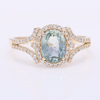 1.42 Ct Oval Mixed Cut Natural Sapphire 14K Gold Ring