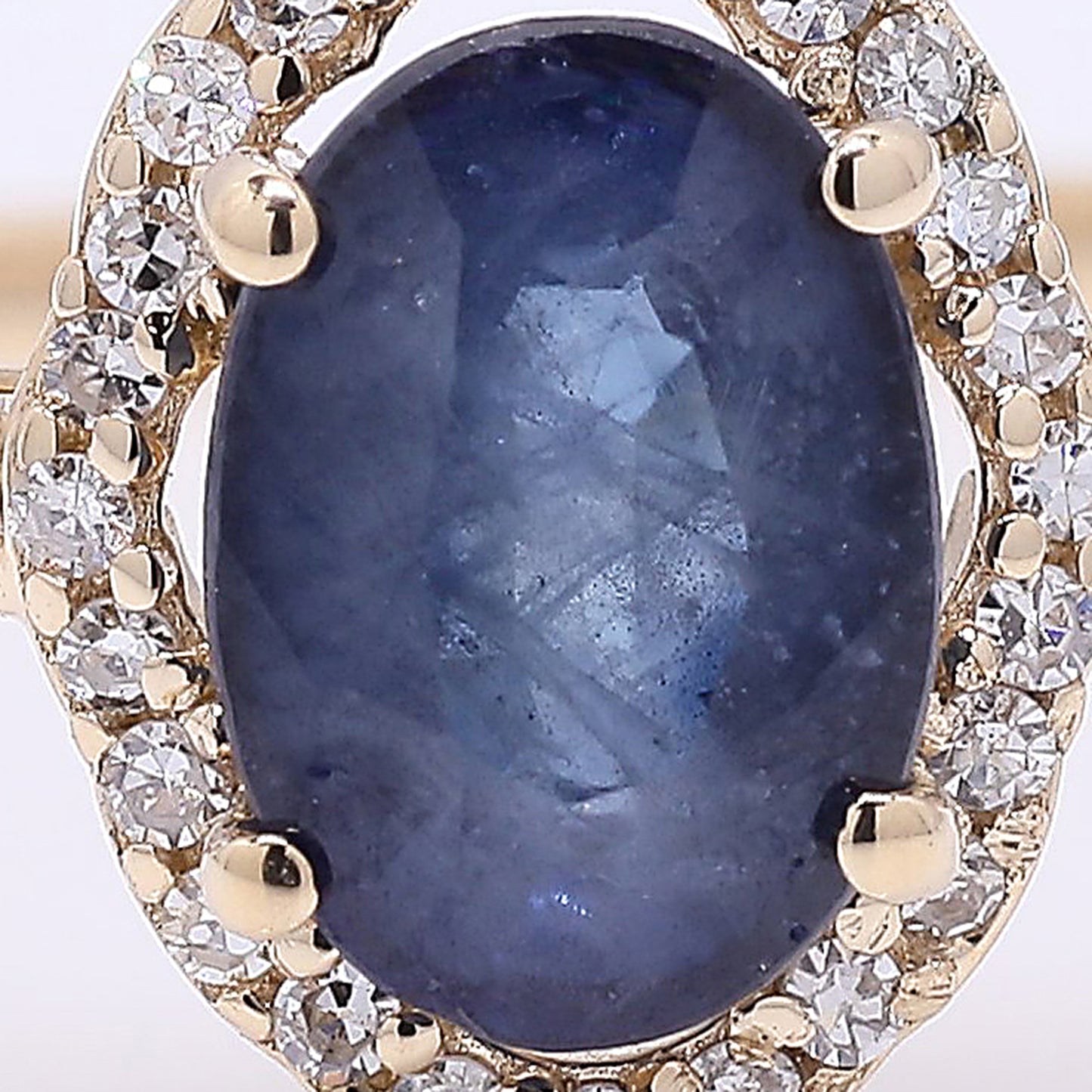 1.33 Ct Oval Mixed Cut Natural Sapphire 14K Gold Ring