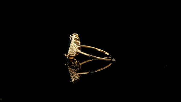 3.46 Ct Octagon Natural Sapphire 14K Gold Ring