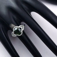 2.64 Ct Oval Mixed Cut Natural Green Sapphire 950 Platinum Ring