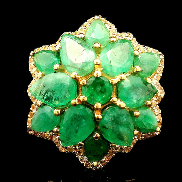 3.49 Ct Pear Emerald 14K Gold Ring
