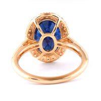 7.54 Ct Oval Blue Sapphire 18K Gold Ring