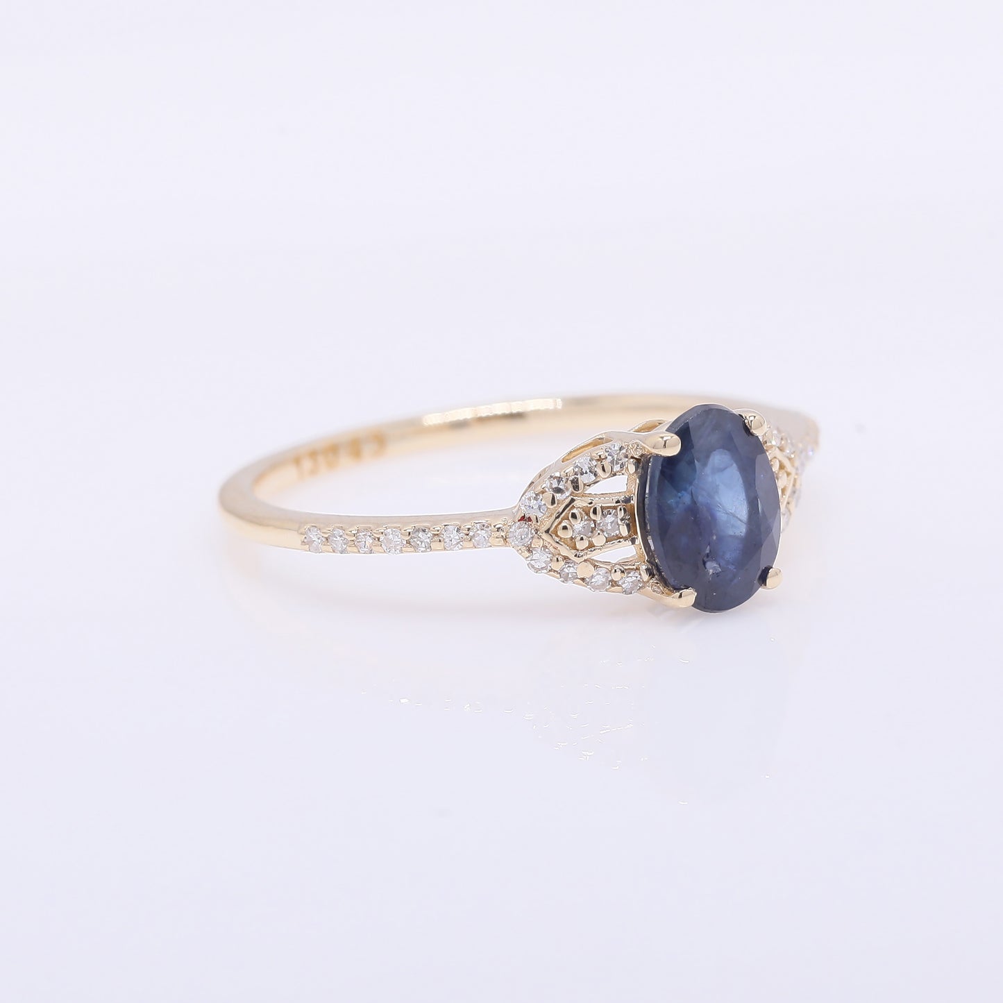 1.21 Ct Oval Mixed Cut Natural Sapphire 14K Gold Ring