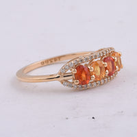 1.15 Ct Oval Natural Multi-Coloured Sapphire 14K Gold Ring