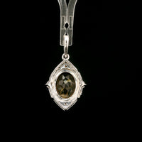 2.63 Ct Oval Citrine, White Zircon 925 Sterling Silver Pendant