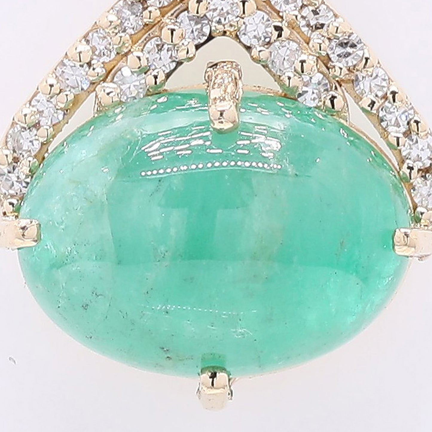 2.30 Ct Oval Cabochon Cut Natural Emerald 14K Gold Pendant