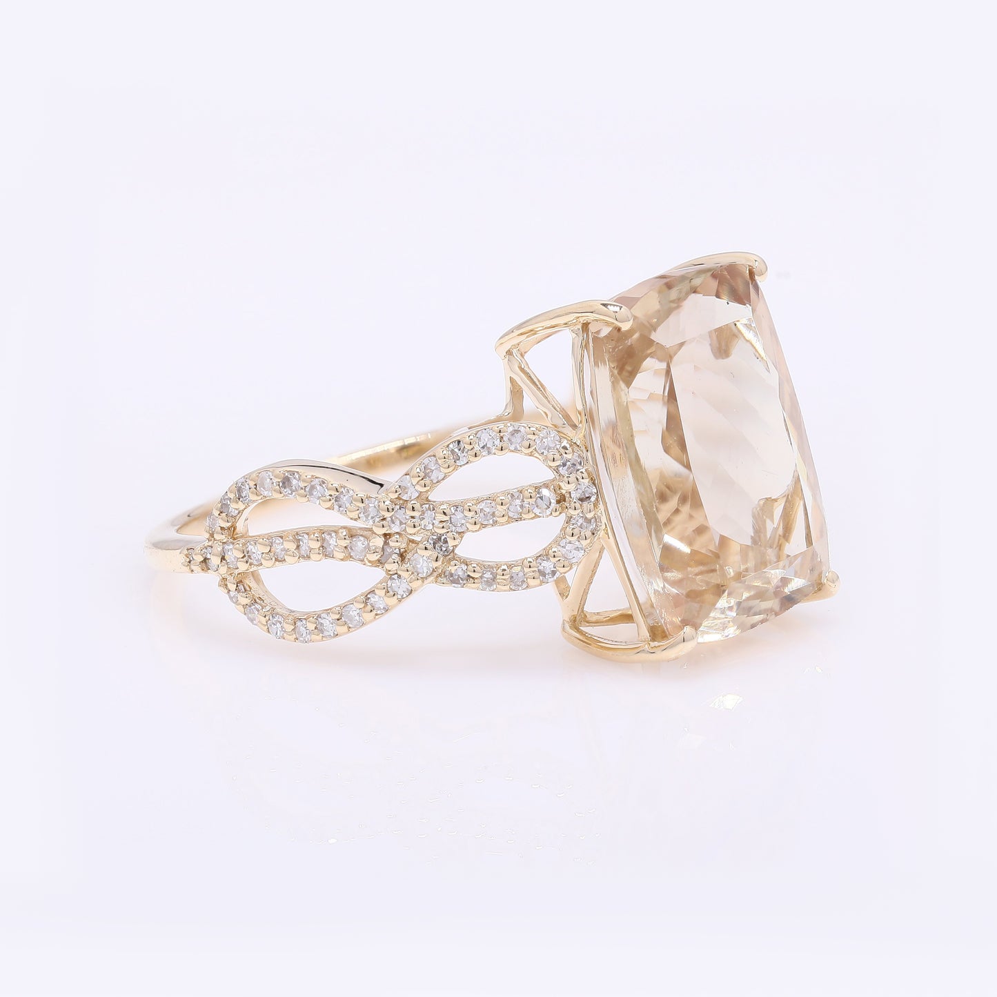 5.36 Ct Rectangular Cushion Mixed Cut Natural Plagioclase Feldspar Sunstone 14K Gold Ring