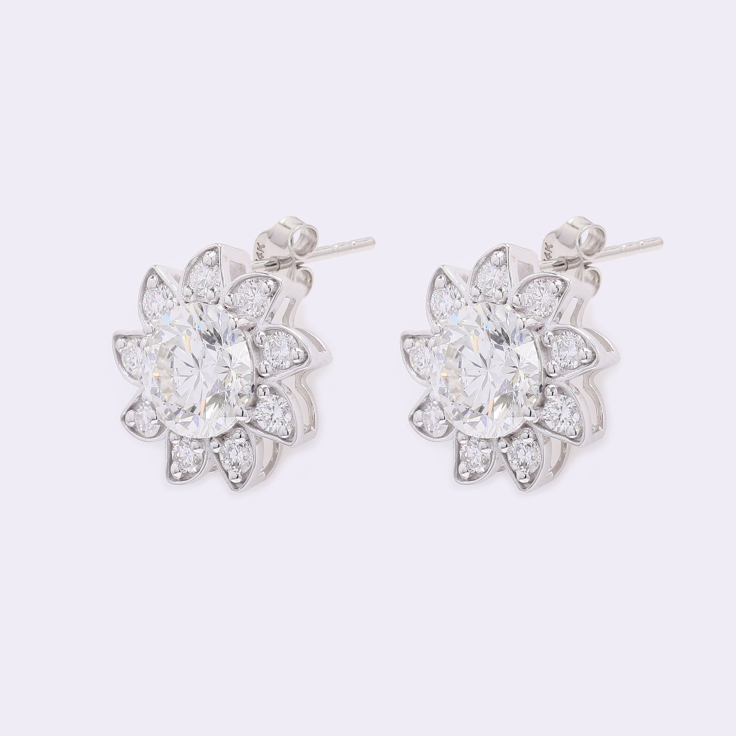 3.66 Carats Lab Grown Diamond 14K Gold Earrings