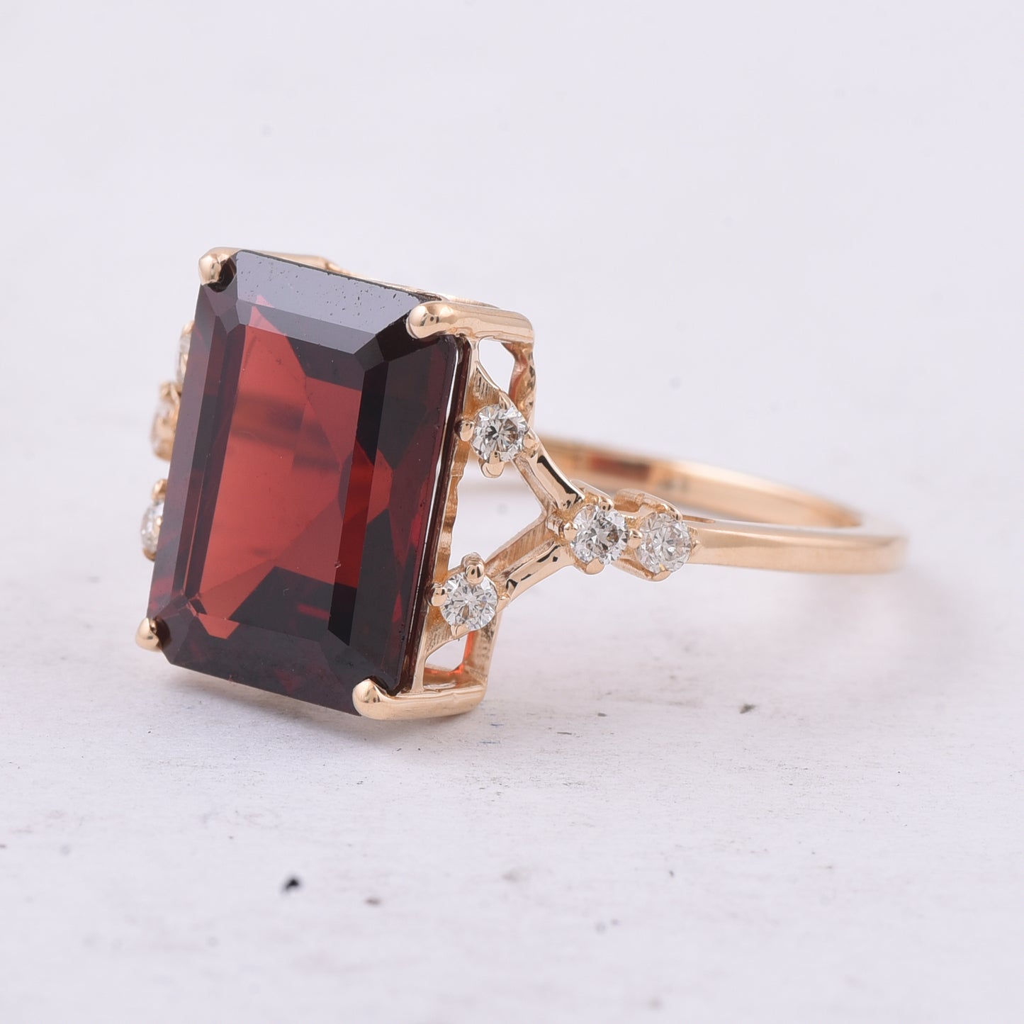 6.06 Ct Octagon Natural Garnet 14K Gold Ring