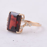 6.06 Ct Octagon Natural Garnet 14K Gold Ring
