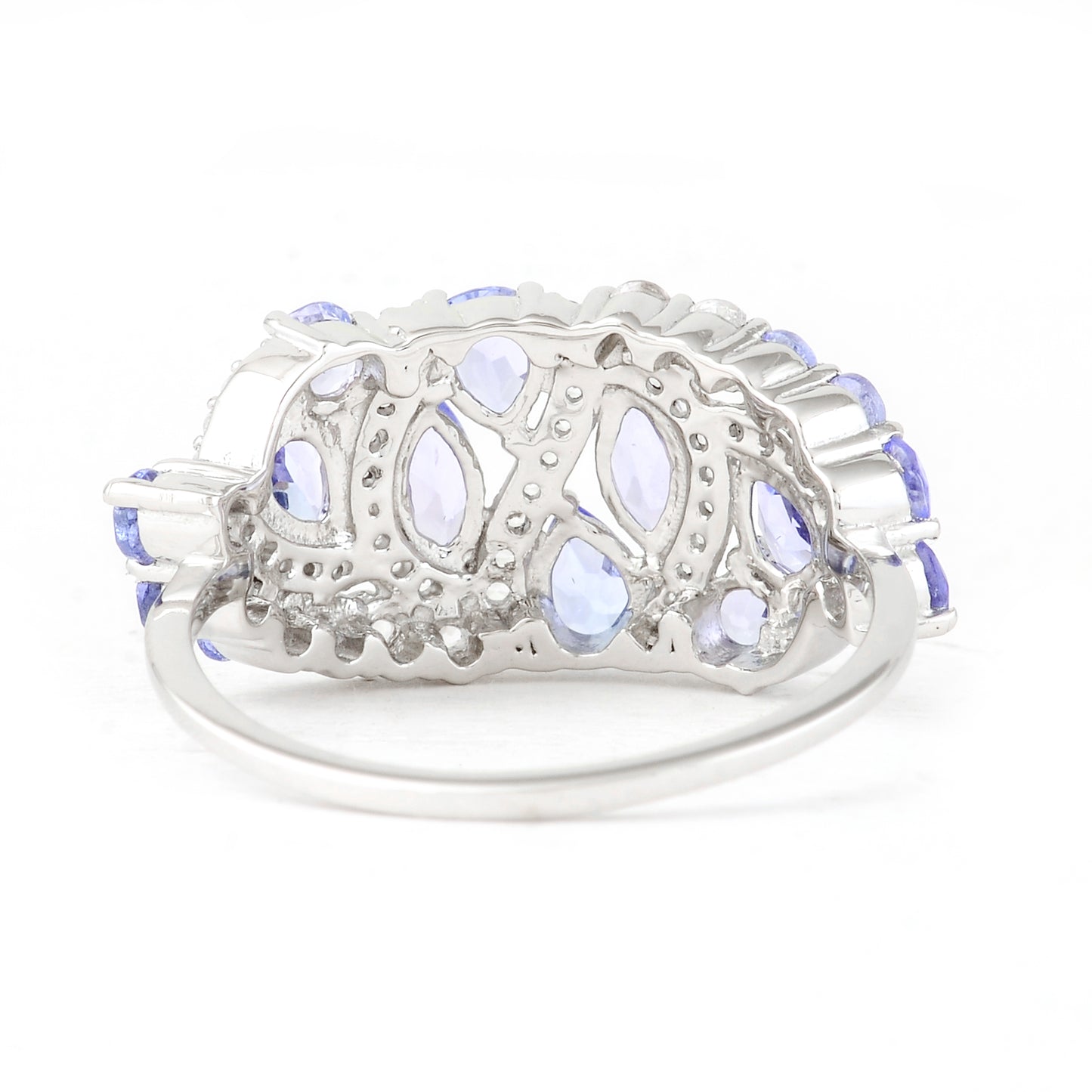 1.94 Ct Marquise Mixed Cut, Round Mixed Cut, Pear Mixed Cut Natural Tanzanite 950 Platinum Ring