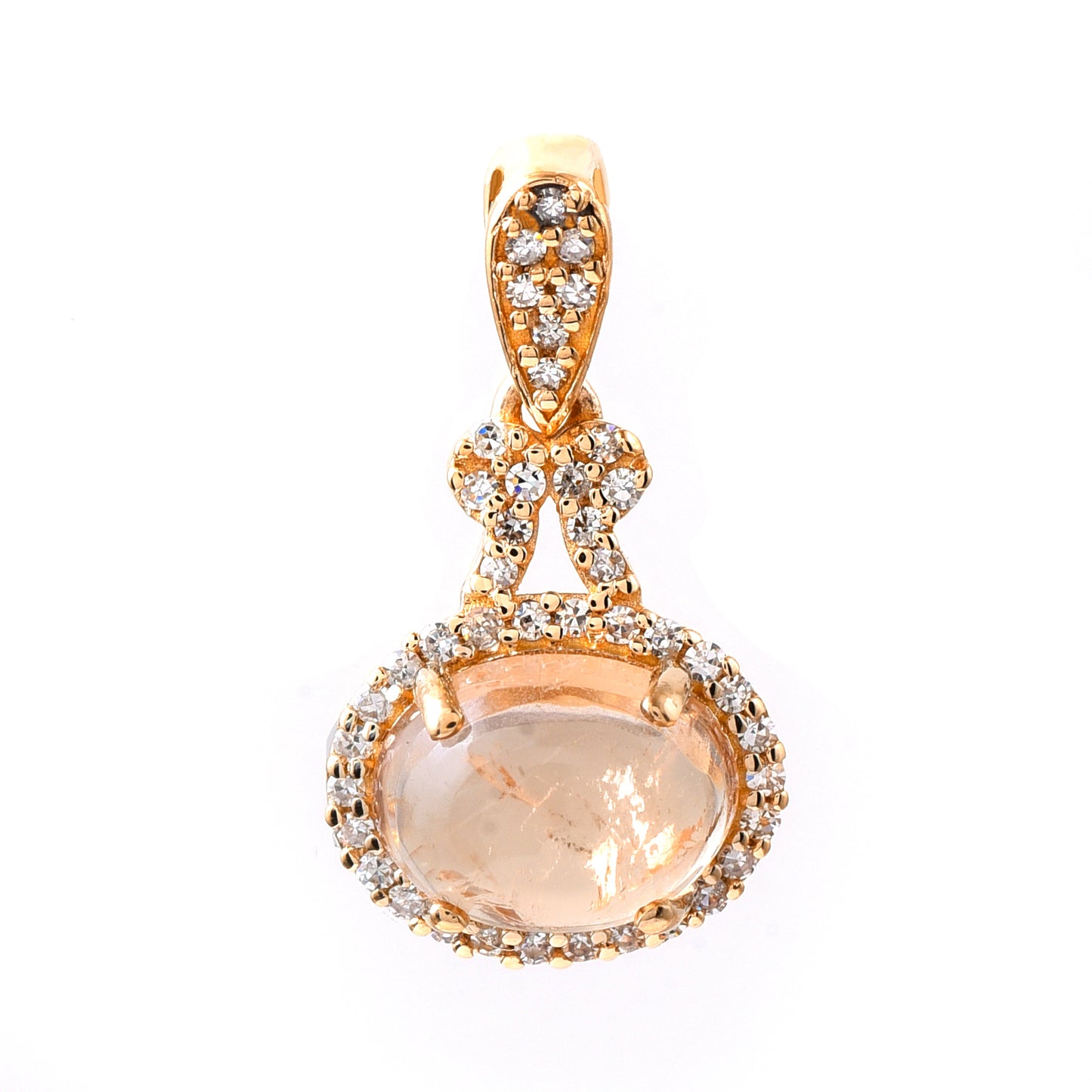 1.73 Ct Oval Cabochon Cut Natural Tourmaline 14K Gold Pendant
