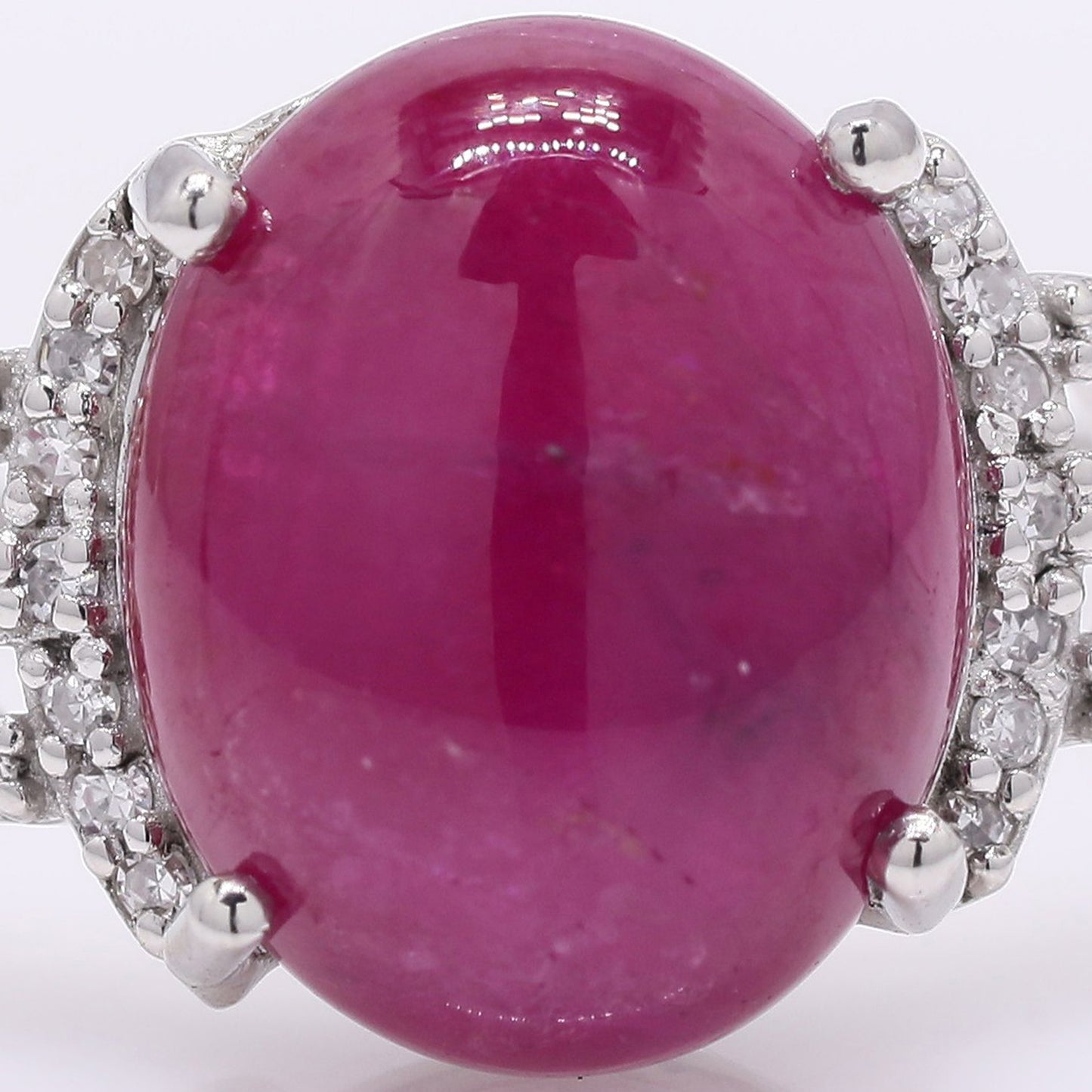6.21 Ct Oval Cabochon Cut Natural Ruby 950 Platinum Ring