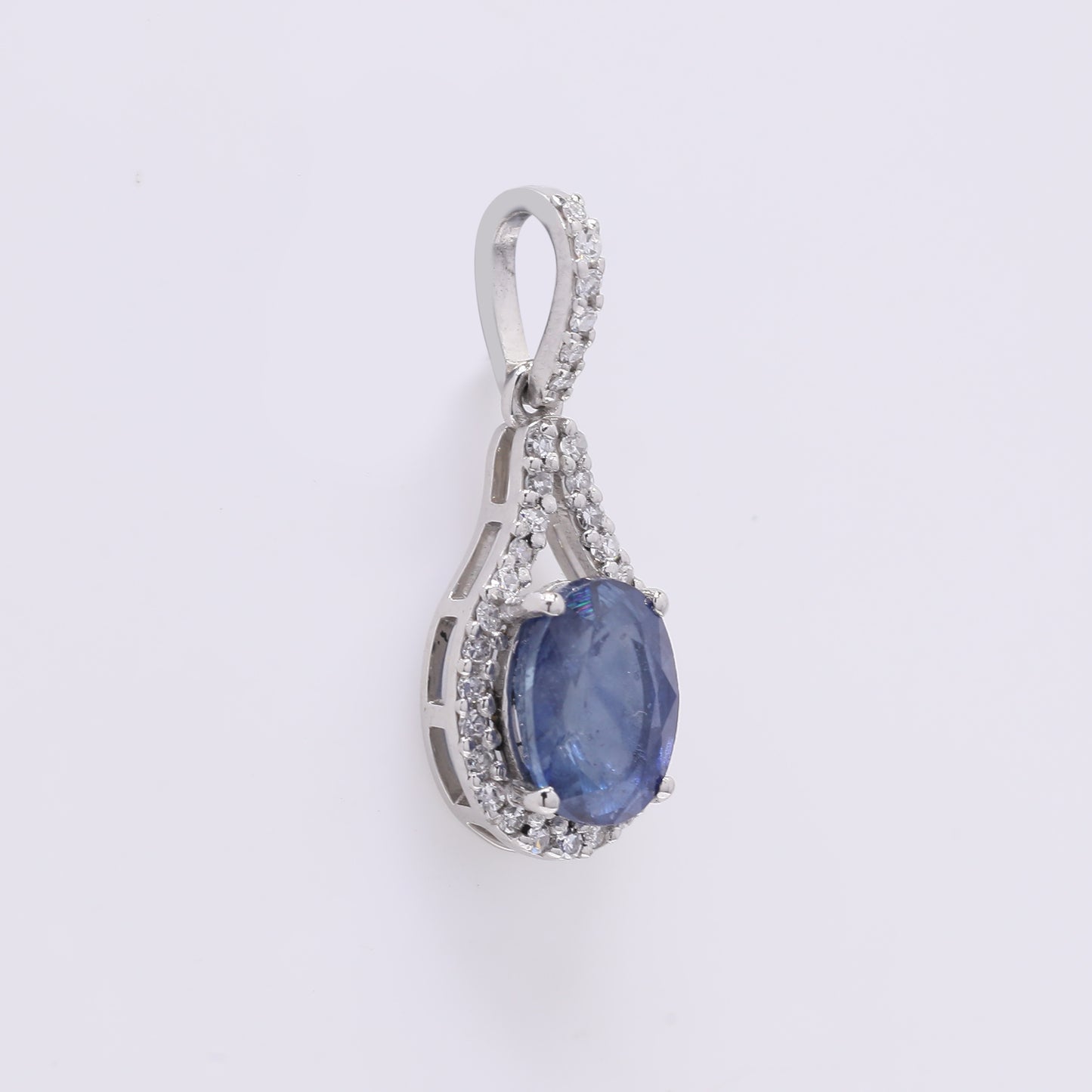 1.38 Ct Oval Mixed Cut Natural Sapphire 950 Platinum Pendant