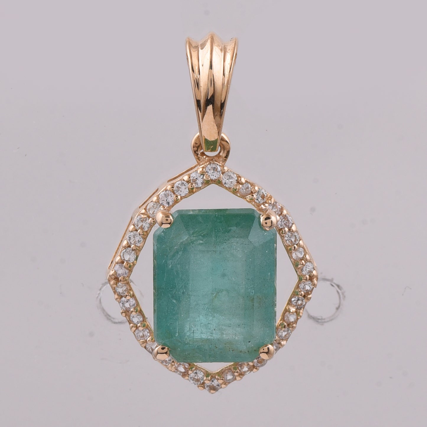 2.40 Ct Octagon Step Cut Natural Emerald 14K Gold Pendant