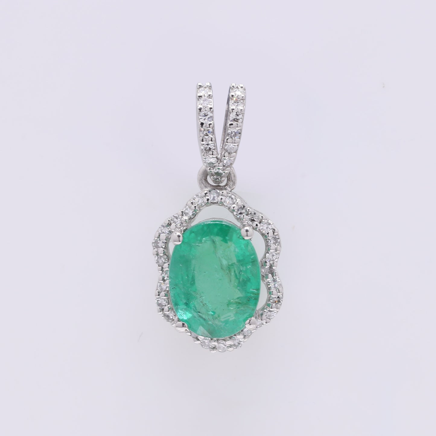 1.50 Ct Oval Mixed Cut Natural Emerald 950 Platinum Pendant