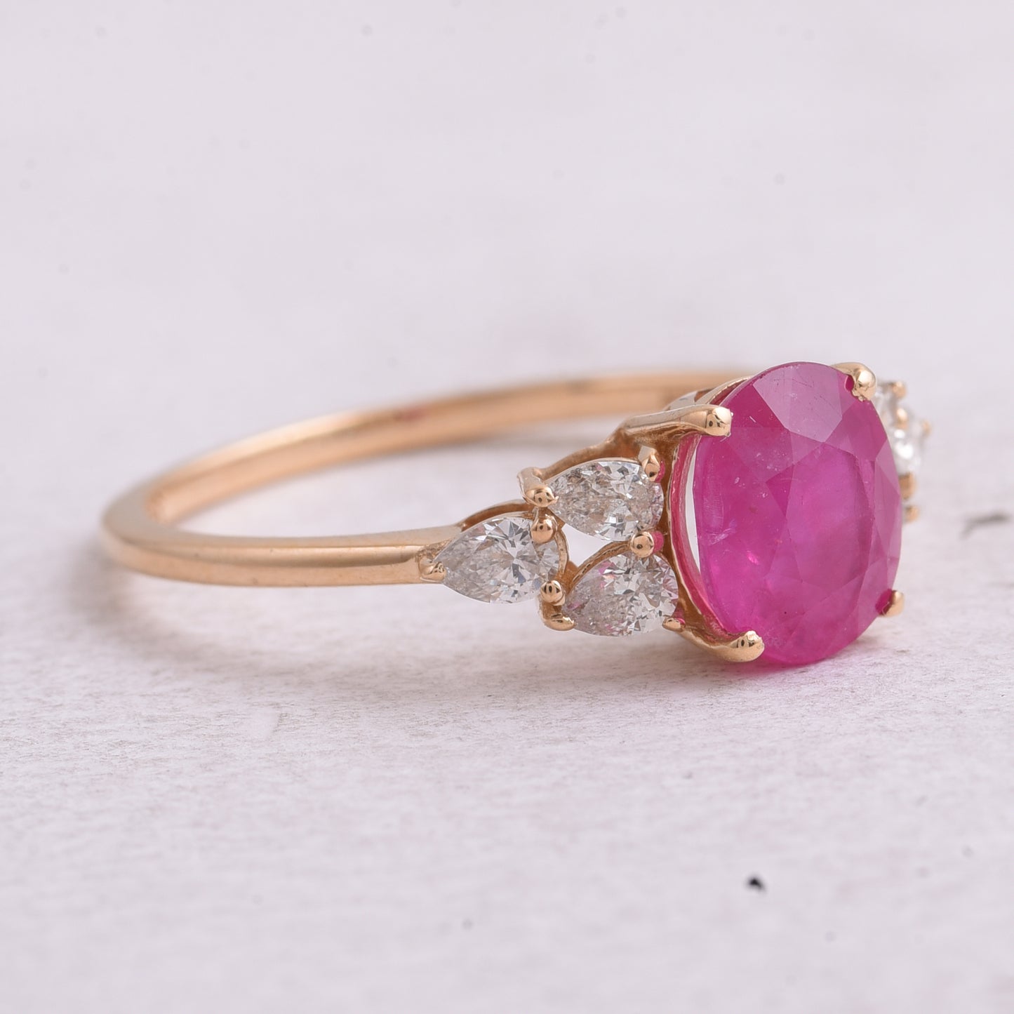 2.03 Ct Oval Mixed Cut Natural Ruby 14K Gold Ring
