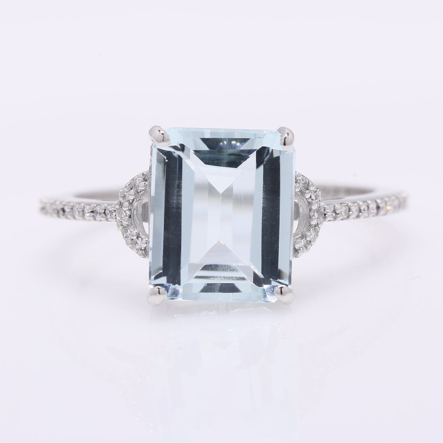 2.61 Ct Octagon Step Cut Natural Aquamarine 950 Platinum Ring