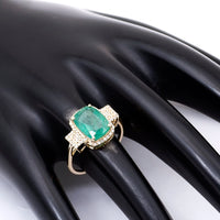 2.77 Ct Cushion Natural Emerald 14K Gold Ring