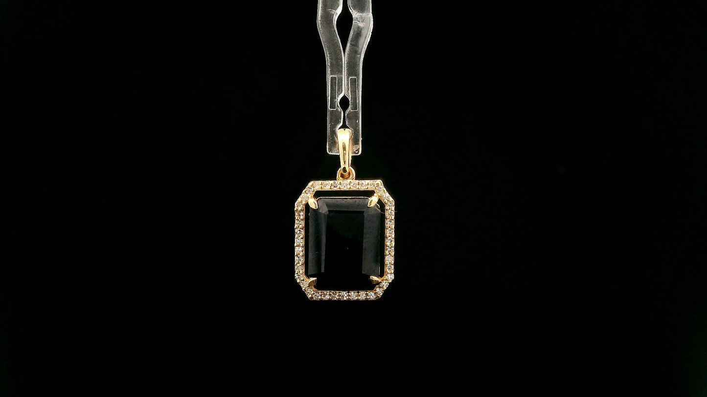 3.92 Ct Octagon Natural Sapphire 14K Gold Pendant