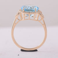 4.80 Ct Round Blue Topaz 9K Gold Ring