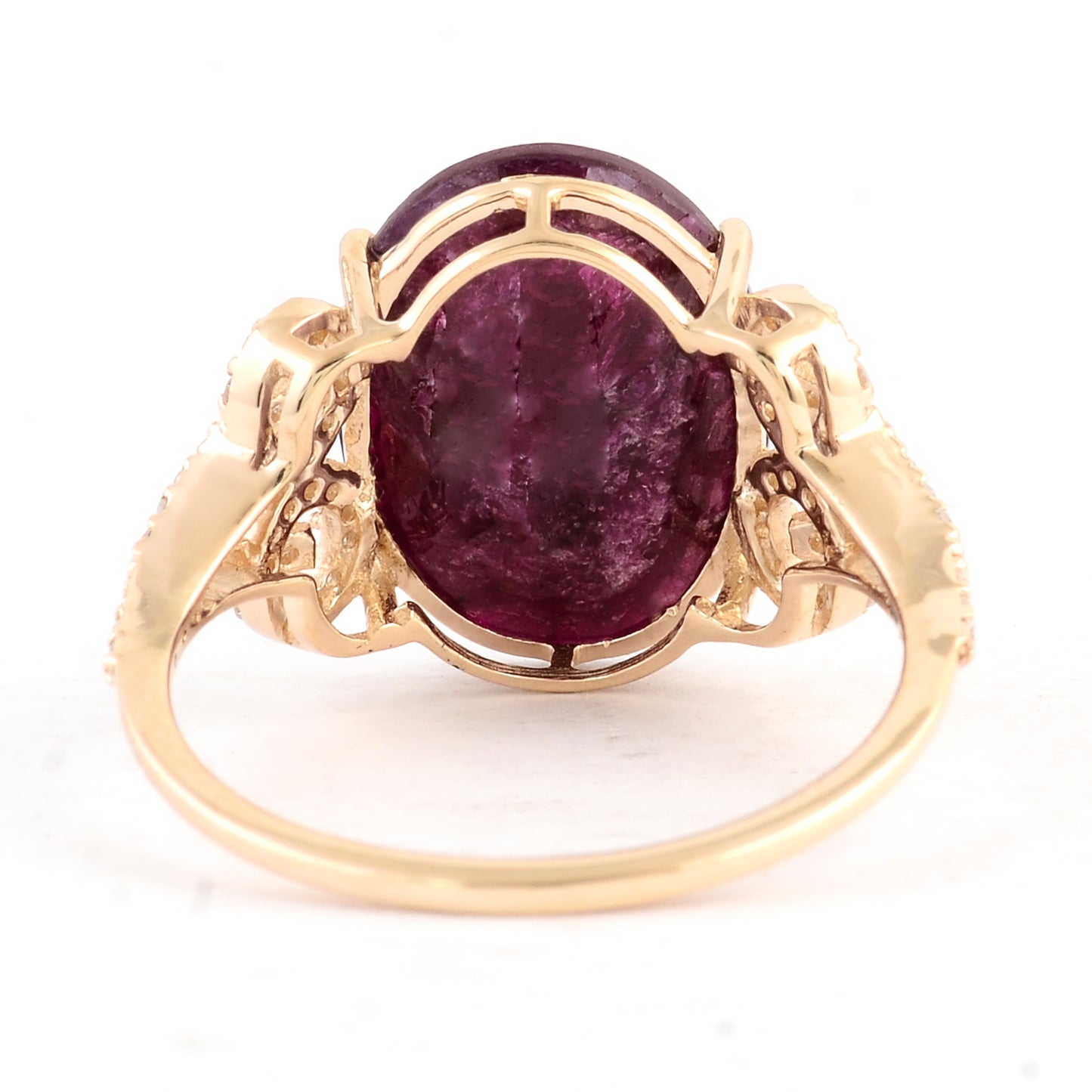 5.28 Ct Oval Mixed Cut Natural Corundum Ruby 14K Gold Ring