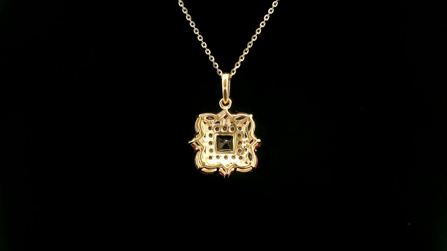 1.29 Ct Square Tourmaline 14K Gold Pendant