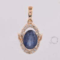 1.51 Ct Oval Natural Sapphire 14K Gold Pendant