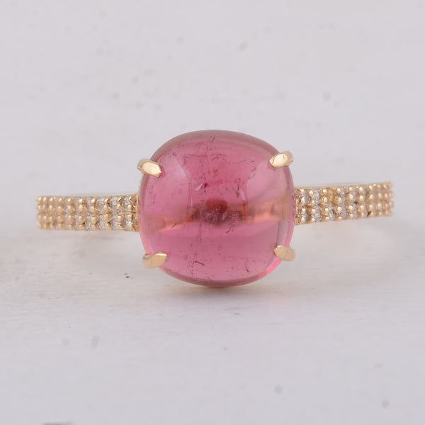 3.47 Ct Cushion Tourmaline 9K Gold Ring