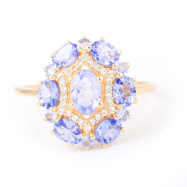 1.73 Ct Oval Tanzanite 14K Gold Ring