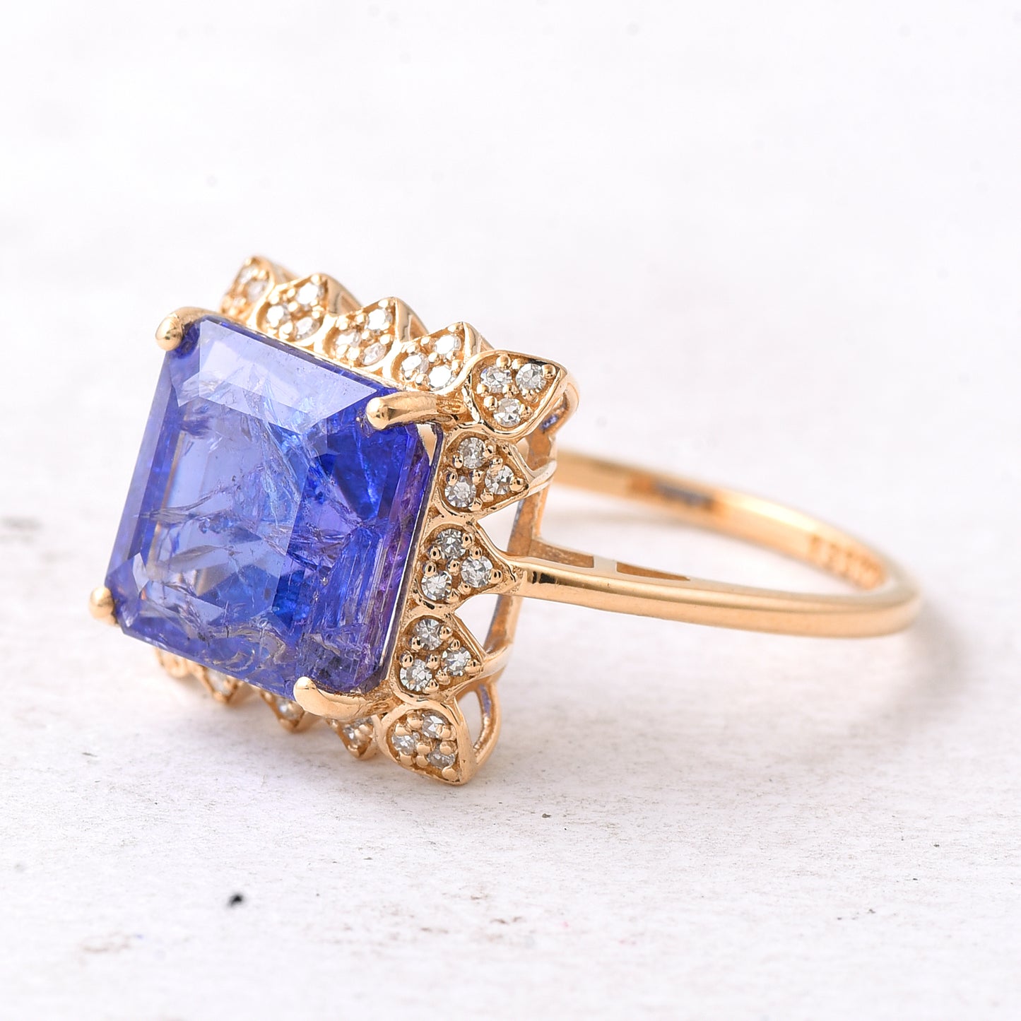 6.00 Ct Octagon Step Cut Natural Tanzanite 14K Gold Ring