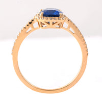 1.71 Ct Cushion Mixed Cut Natural Sapphire 14K Gold Ring