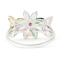 1.79 Ct Marquise Mixed Cut, Round Mixed Cut Multi Tourmaline 950 Platinum Ring