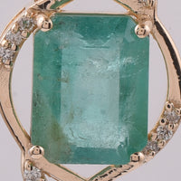 2.52 Ct Octagon Step Cut Natural Emerald 14K Gold Pendant