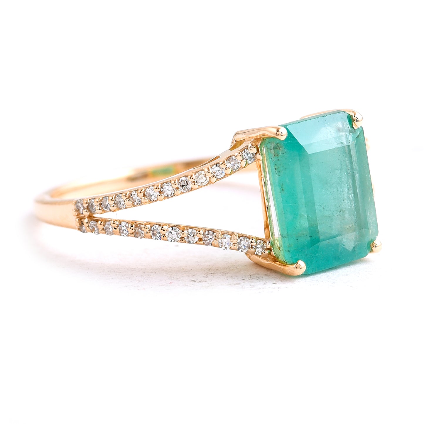 2.35 Ct Octagon Step Cut Natural Emerald 14K Gold Ring