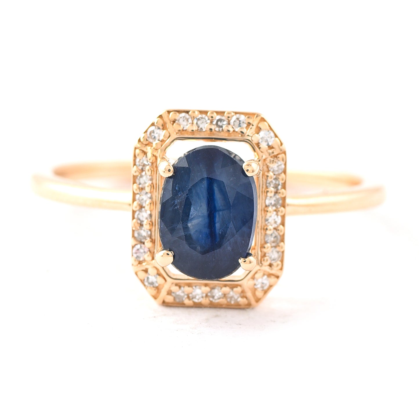 1.62 Ct Oval Mixed Cut Natural Sapphire 14K Gold Ring